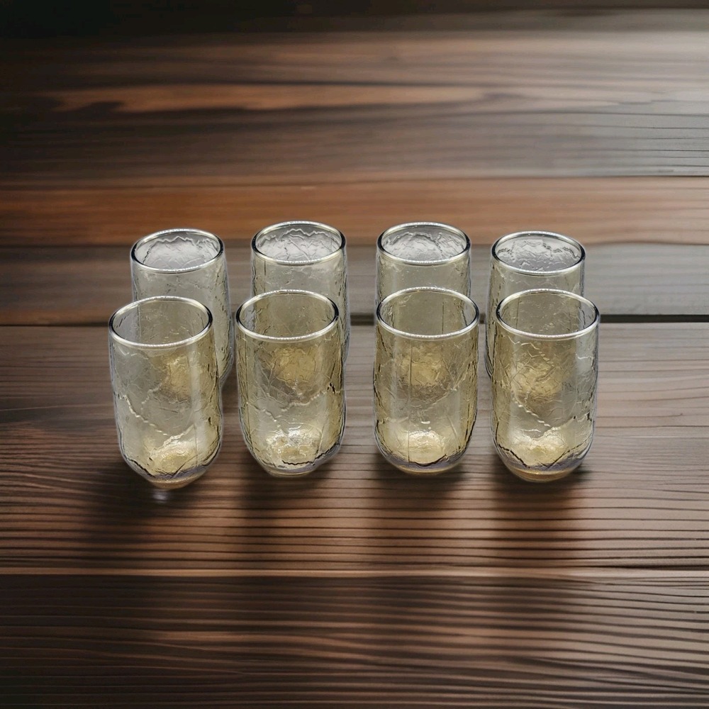 Set Of 8 Sherwood Smokey Brown Anchor Hocking Juice Glasses 6 Oz.